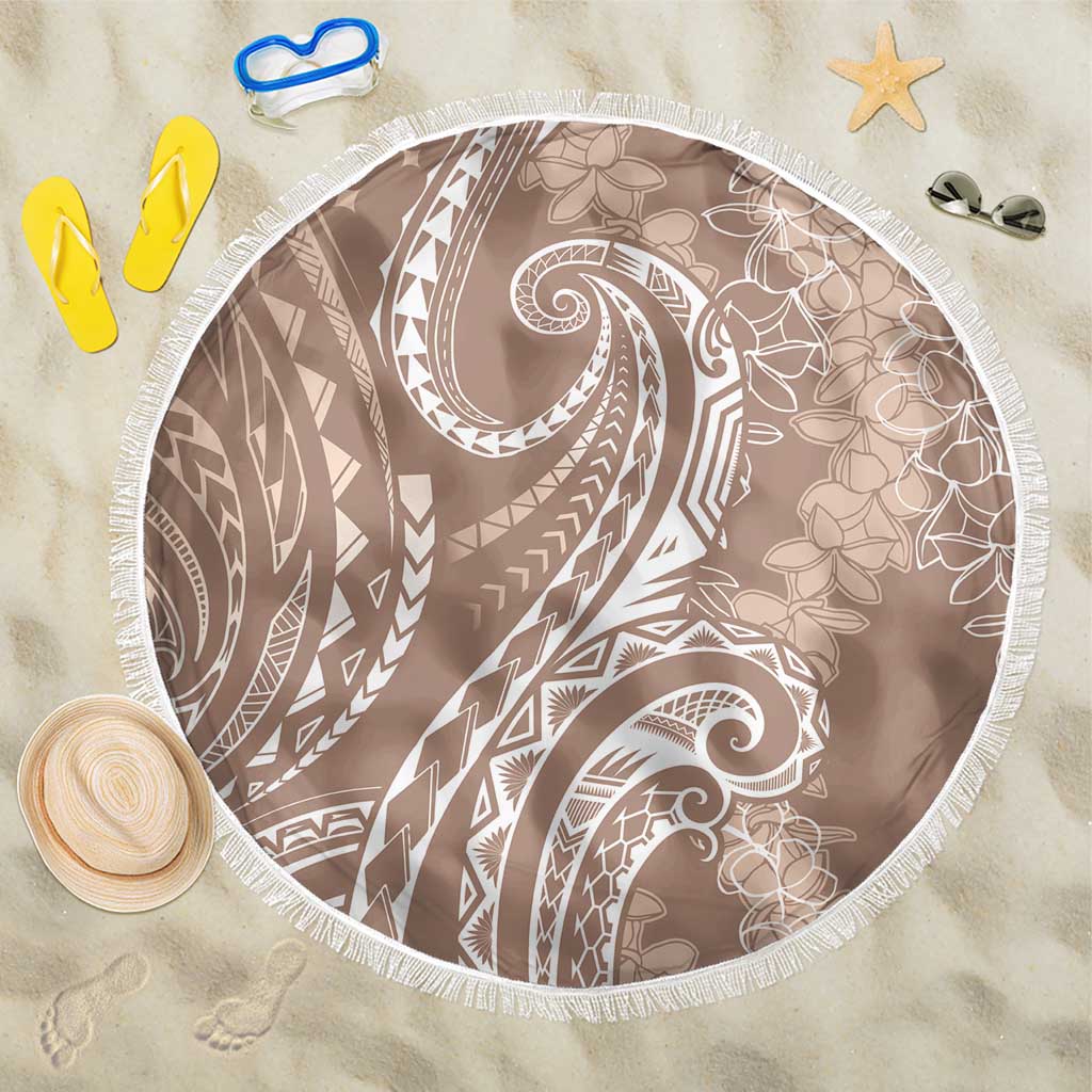 Polynesia Plumeria Lei Beach Blanket Beige Curves Motif
