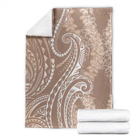 Polynesia Plumeria Lei Blanket Beige Curves Motif