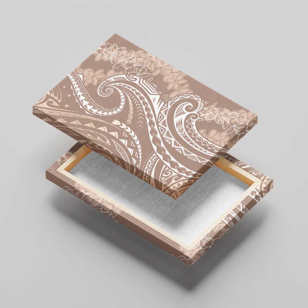 Polynesia Plumeria Lei Canvas Wall Art Beige Curves Motif
