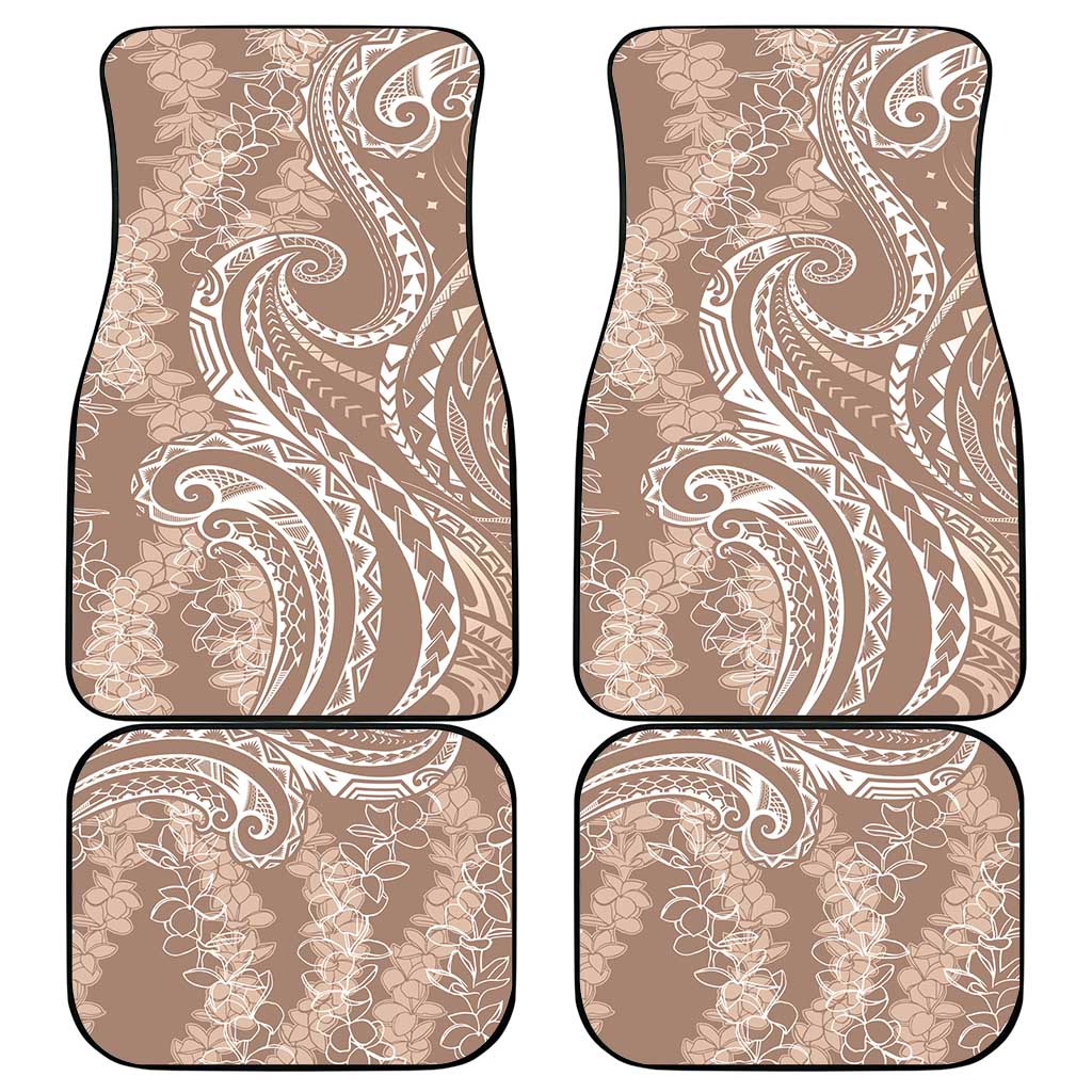 Polynesia Plumeria Lei Car Mats Beige Curves Motif