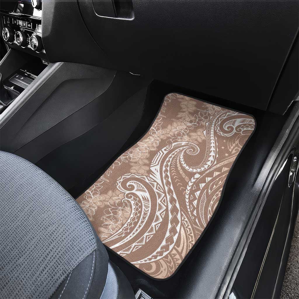 Polynesia Plumeria Lei Car Mats Beige Curves Motif