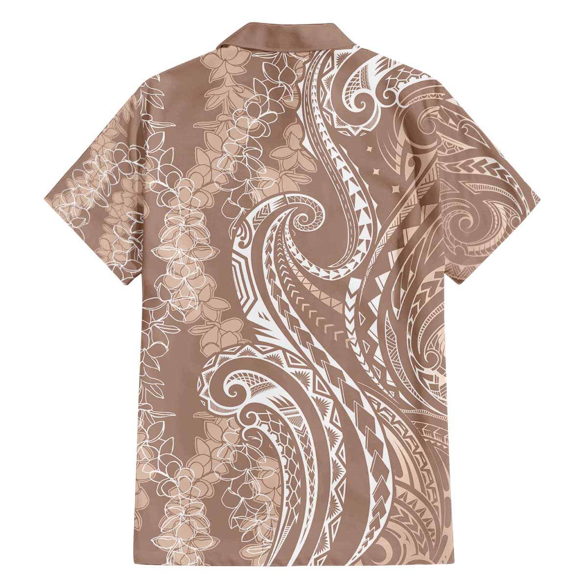 Polynesia Plumeria Lei Family Matching Off The Shoulder Long Sleeve Dress and Hawaiian Shirt Beige Curves Motif
