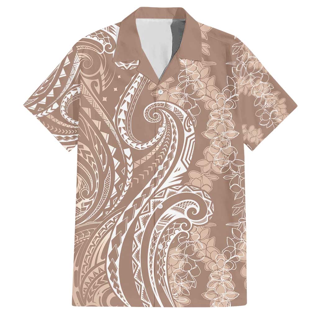 Polynesia Plumeria Lei Hawaiian Shirt Beige Curves Motif