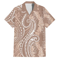 Polynesia Plumeria Lei Hawaiian Shirt Beige Curves Motif