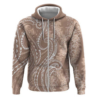 Polynesia Plumeria Lei Hoodie Beige Curves Motif