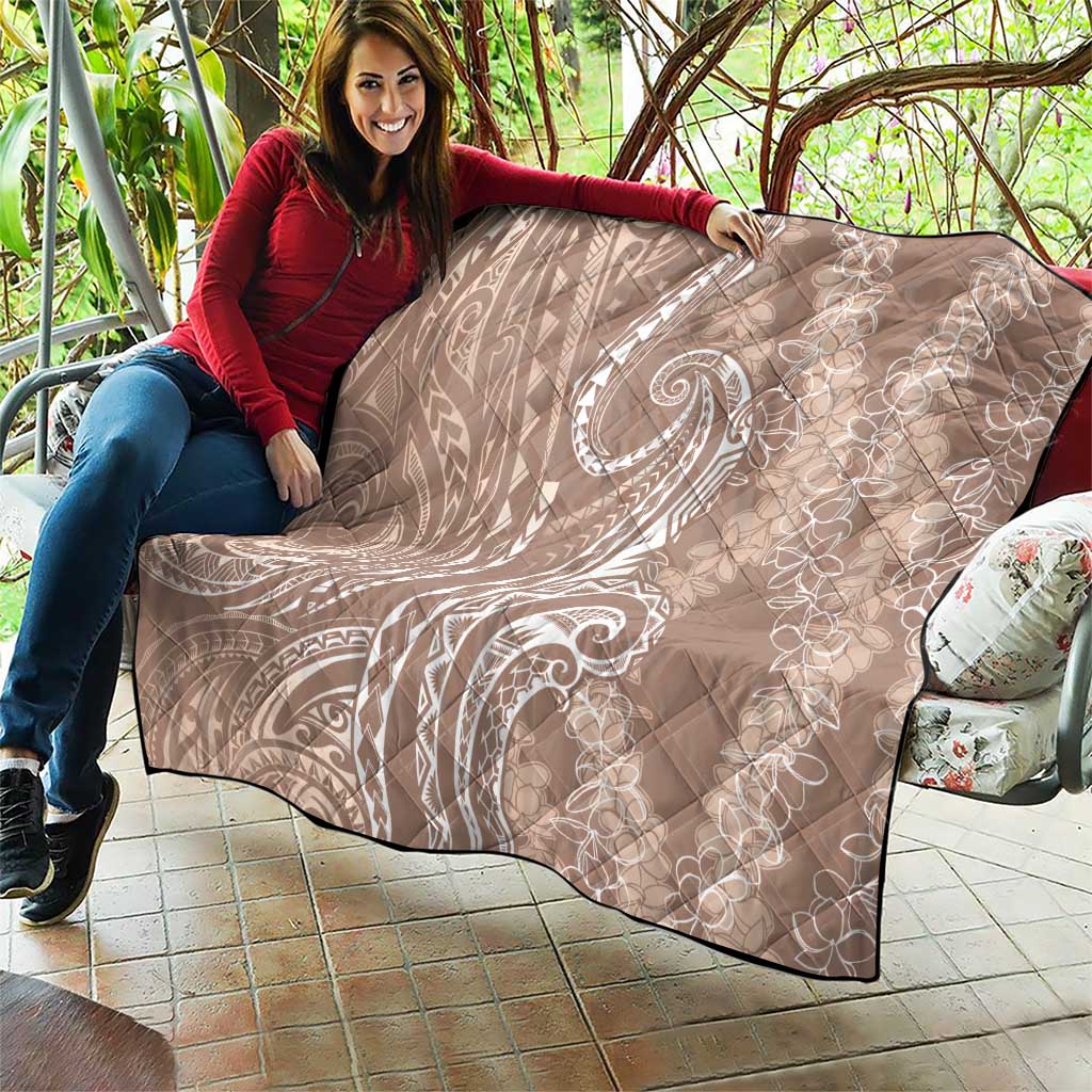 Polynesia Plumeria Lei Quilt Beige Curves Motif