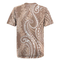 Polynesia Plumeria Lei Rugby Jersey Beige Curves Motif