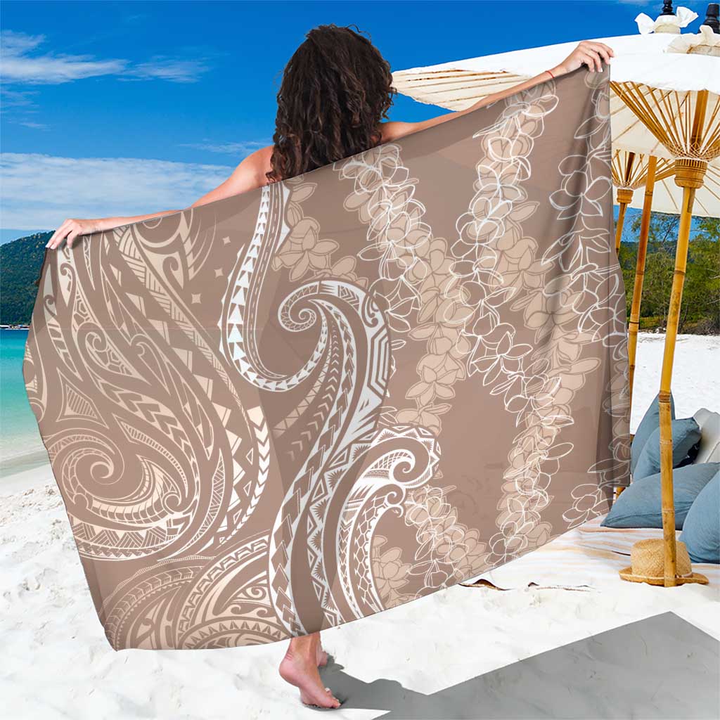 Polynesia Plumeria Lei Sarong Beige Curves Motif