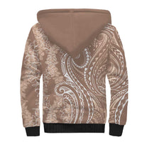 Polynesia Plumeria Lei Sherpa Hoodie Beige Curves Motif