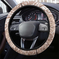 Polynesia Plumeria Lei Steering Wheel Cover Beige Curves Motif