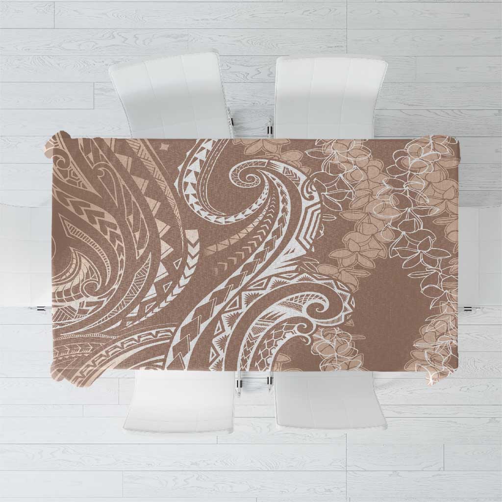 Polynesia Plumeria Lei Tablecloth Beige Curves Motif