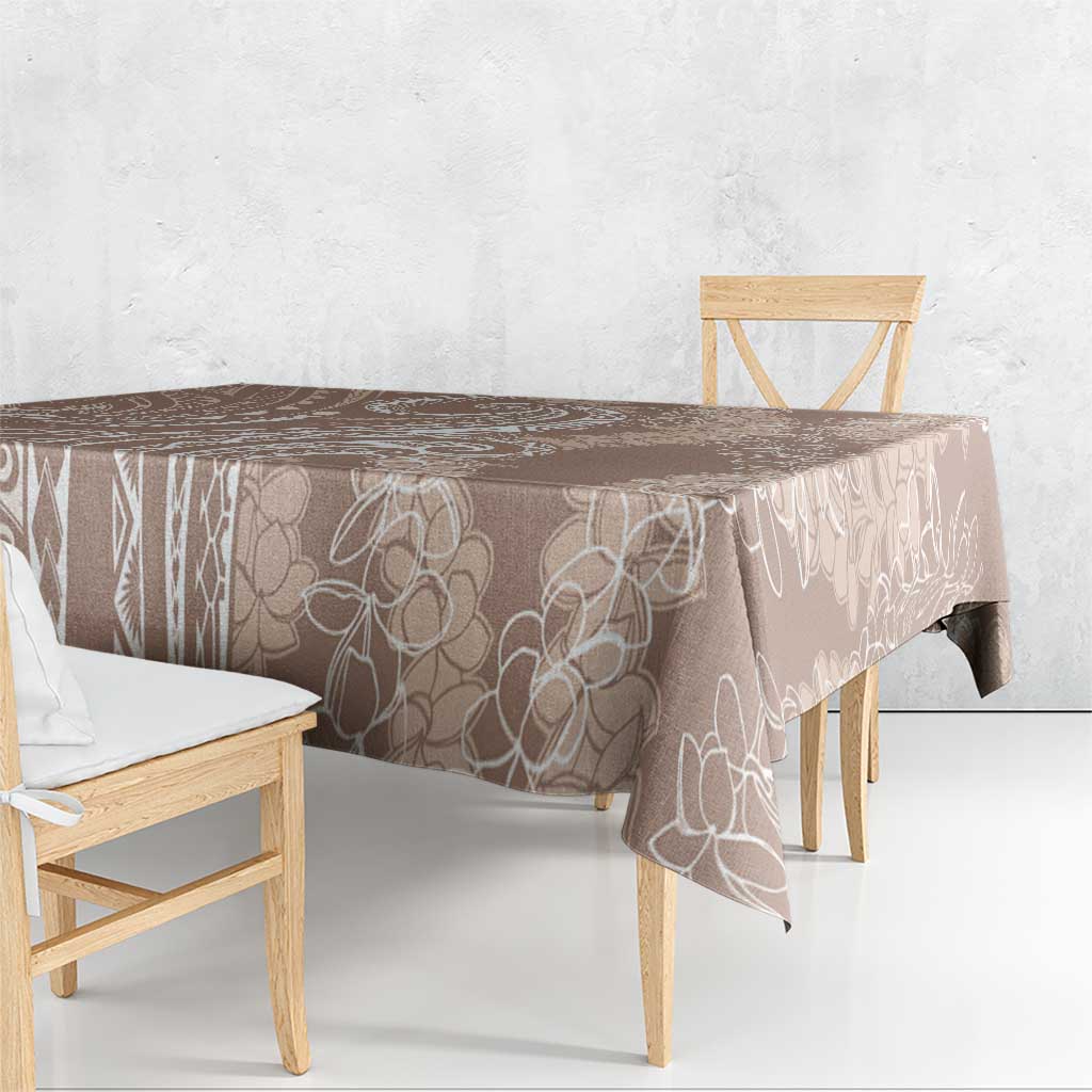 Polynesia Plumeria Lei Tablecloth Beige Curves Motif
