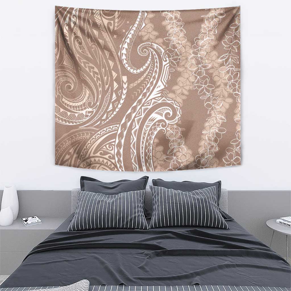 Polynesia Plumeria Lei Tapestry Beige Curves Motif LT7 - Polynesian Pride