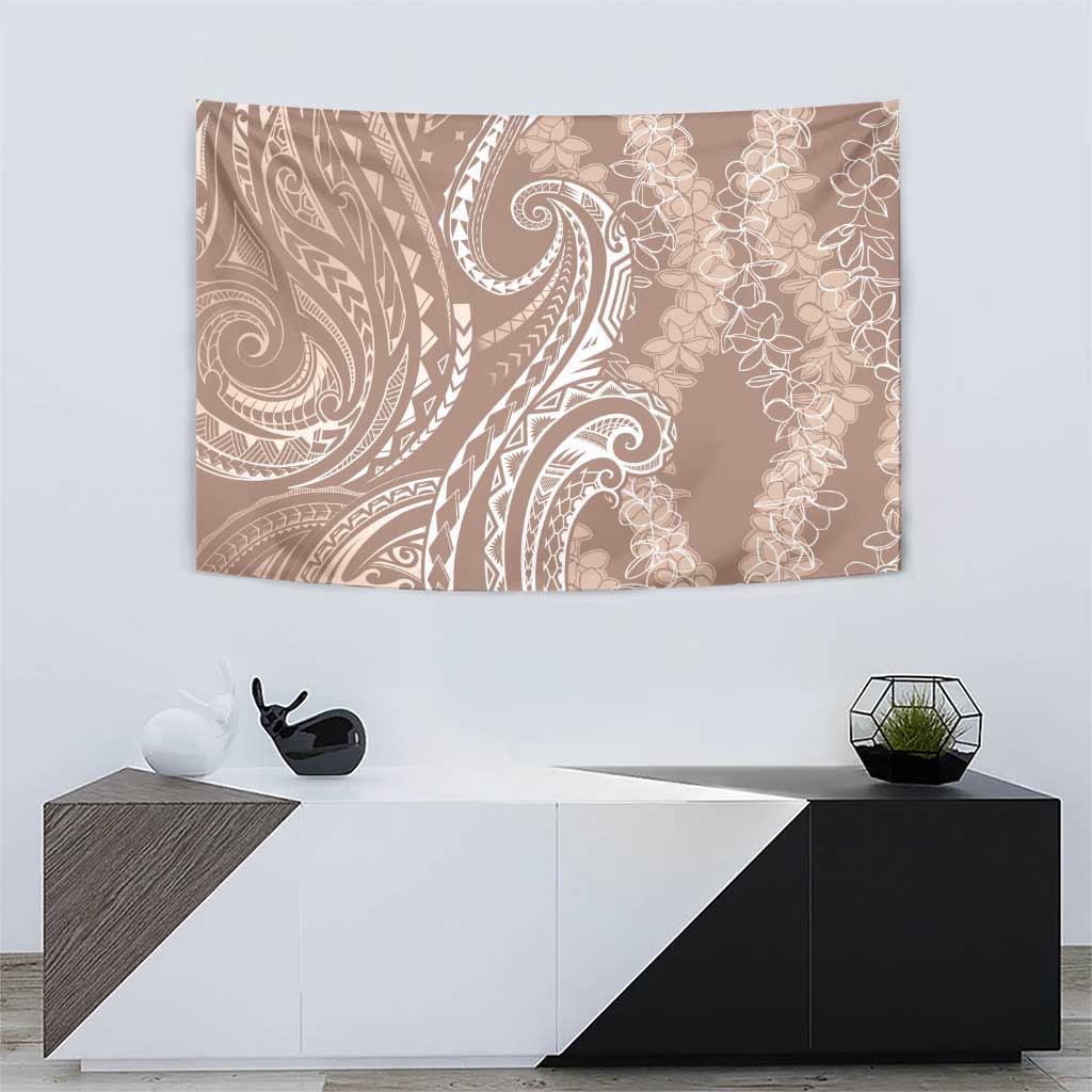 Polynesia Plumeria Lei Tapestry Beige Curves Motif LT7 - Polynesian Pride