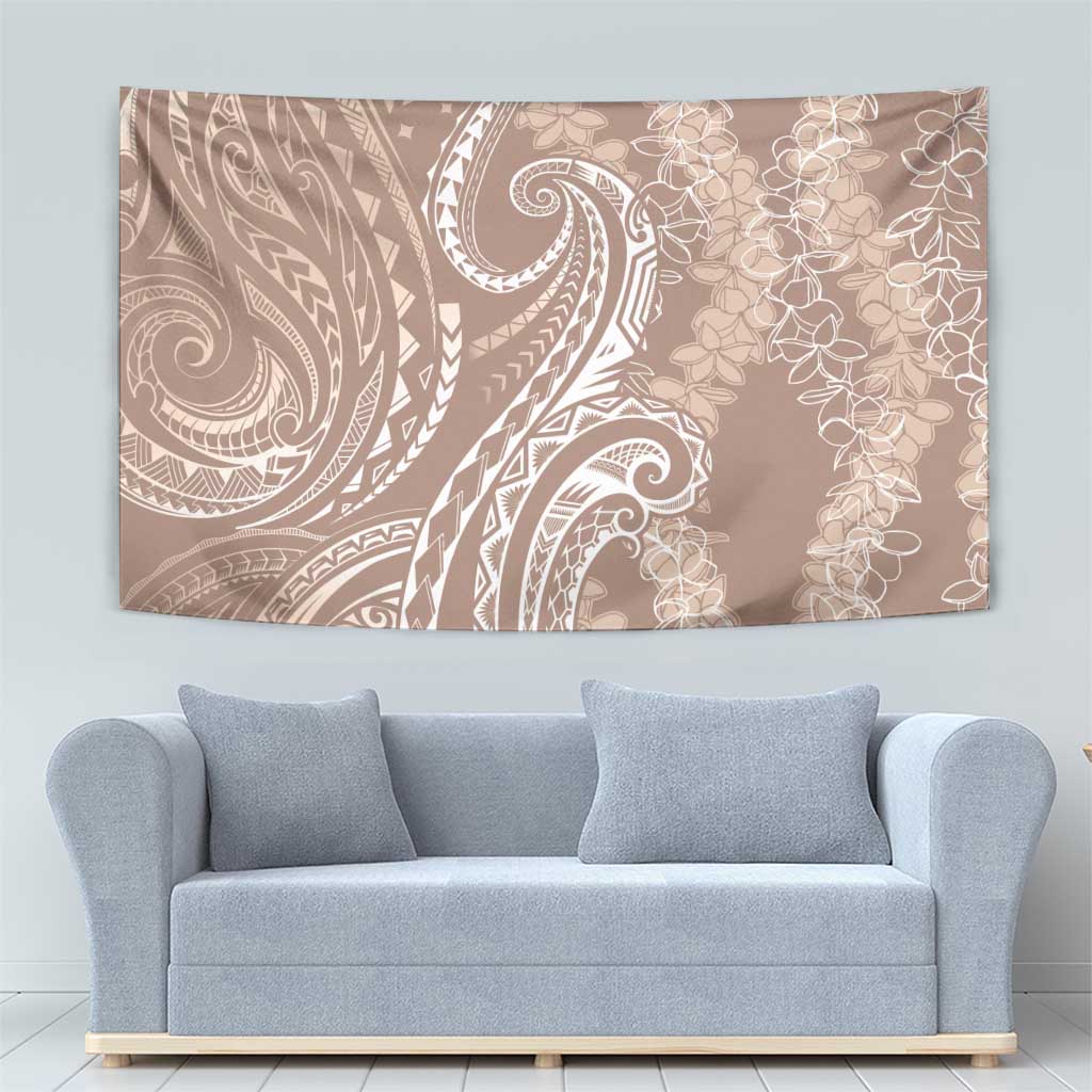 Polynesia Plumeria Lei Tapestry Beige Curves Motif LT7 - Polynesian Pride