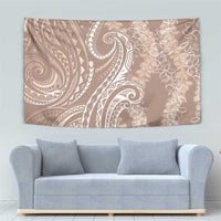 Polynesia Plumeria Lei Tapestry Beige Curves Motif LT7 - Polynesian Pride
