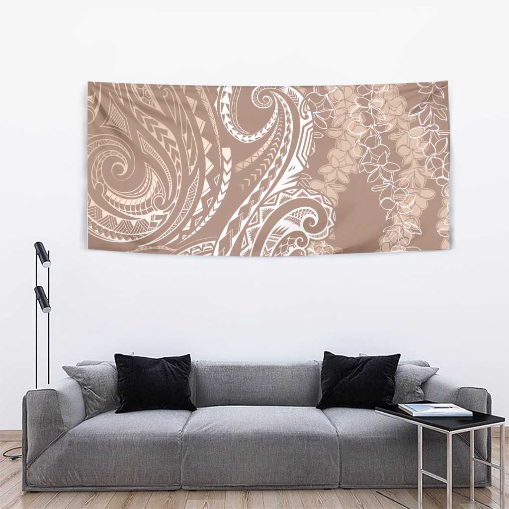 Polynesia Plumeria Lei Tapestry Beige Curves Motif LT7 - Polynesian Pride