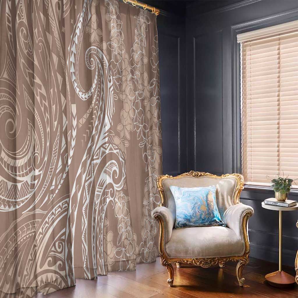 Polynesia Plumeria Lei Window Curtain Beige Curves Motif