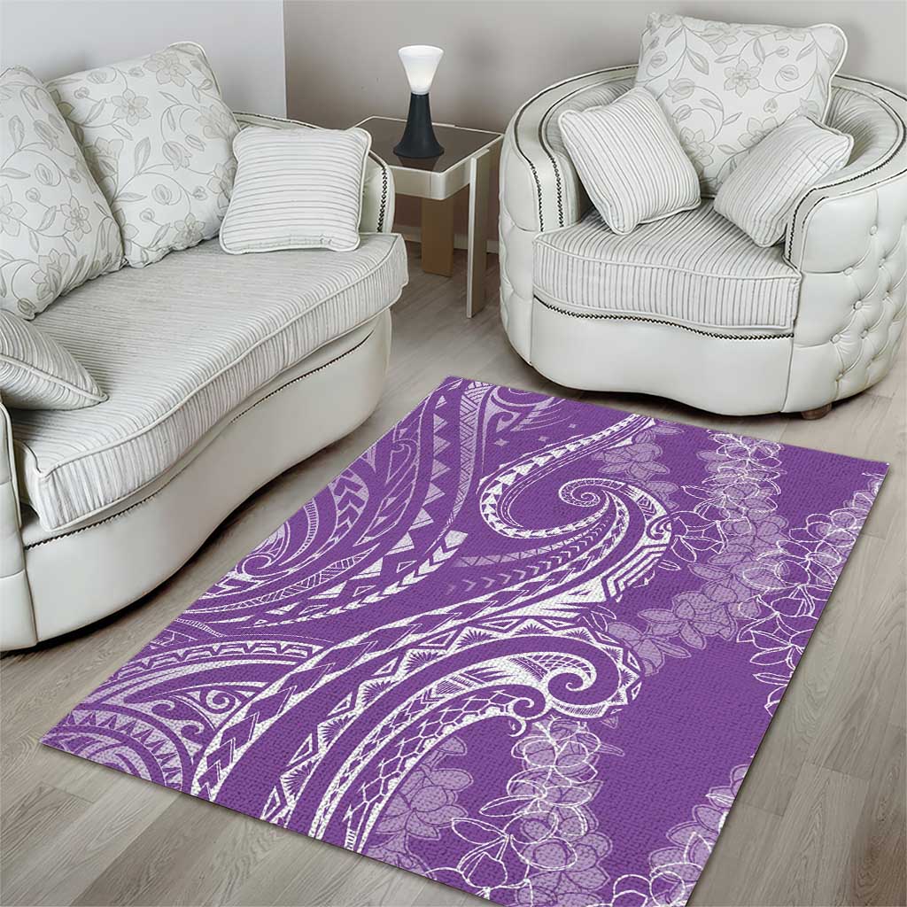 Polynesia Plumeria Lei Area Rug Periwinkle Curves Motif