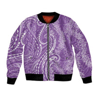 Polynesia Plumeria Lei Bomber Jacket Periwinkle Curves Motif
