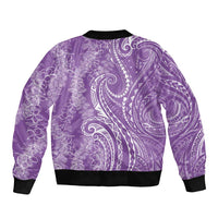 Polynesia Plumeria Lei Bomber Jacket Periwinkle Curves Motif