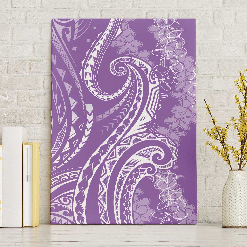 Polynesia Plumeria Lei Canvas Wall Art Periwinkle Curves Motif