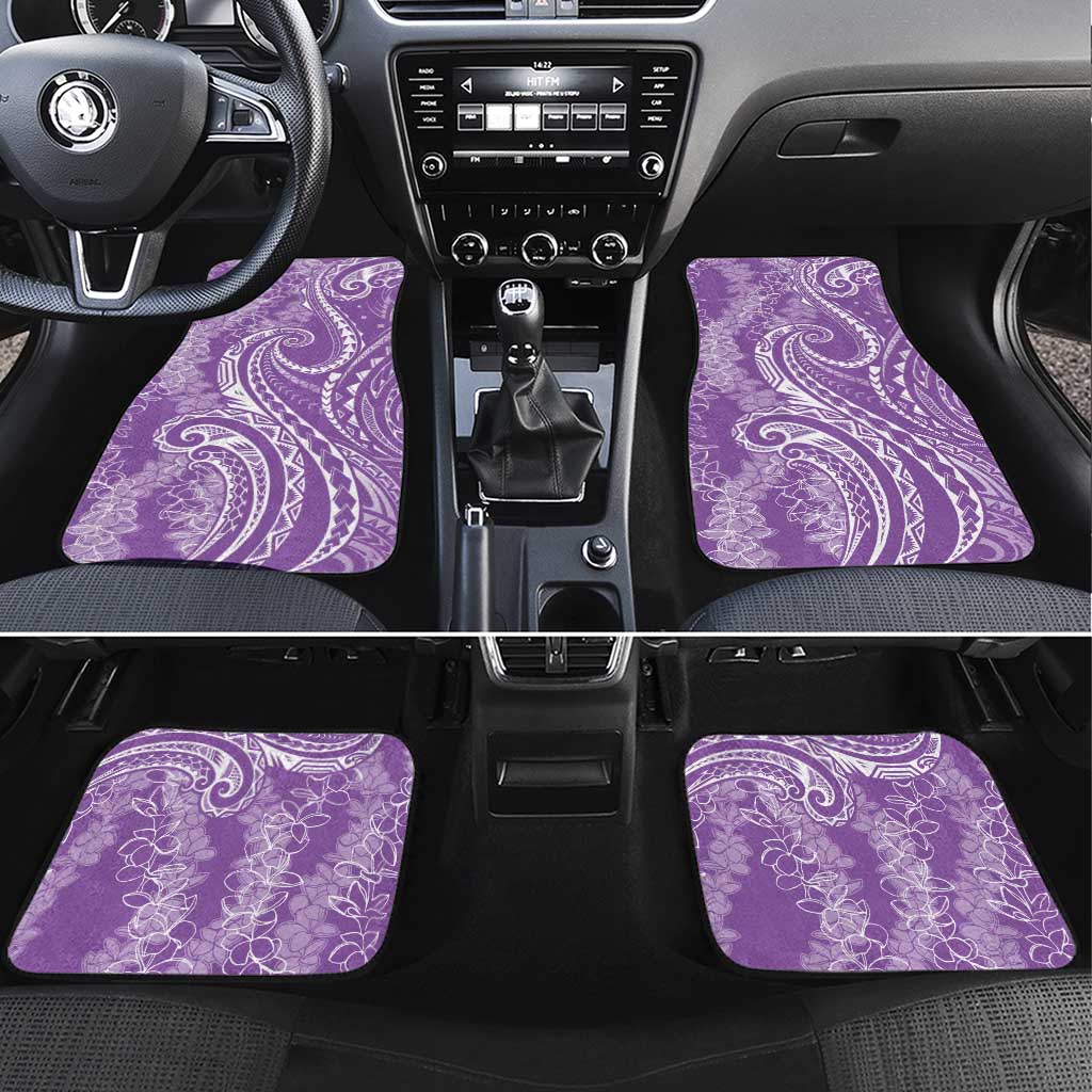 Polynesia Plumeria Lei Car Mats Periwinkle Curves Motif