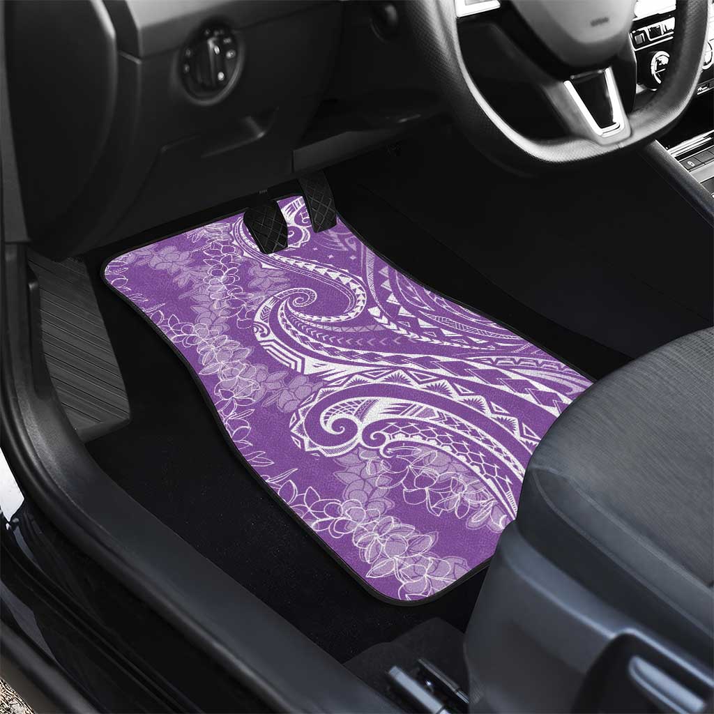 Polynesia Plumeria Lei Car Mats Periwinkle Curves Motif