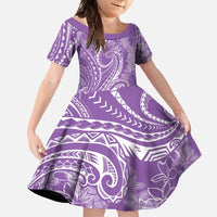 Polynesia Plumeria Lei Family Matching Long Sleeve Bodycon Dress and Hawaiian Shirt Periwinkle Curves Motif