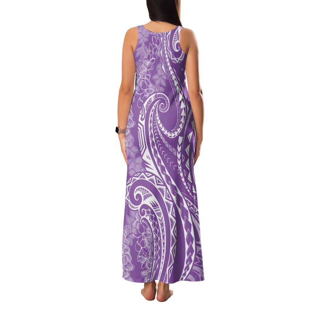 Polynesia Plumeria Lei Family Matching Tank Maxi Dress and Hawaiian Shirt Periwinkle Curves Motif