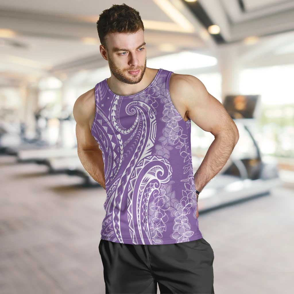 Polynesia Plumeria Lei Men Tank Top Periwinkle Curves Motif