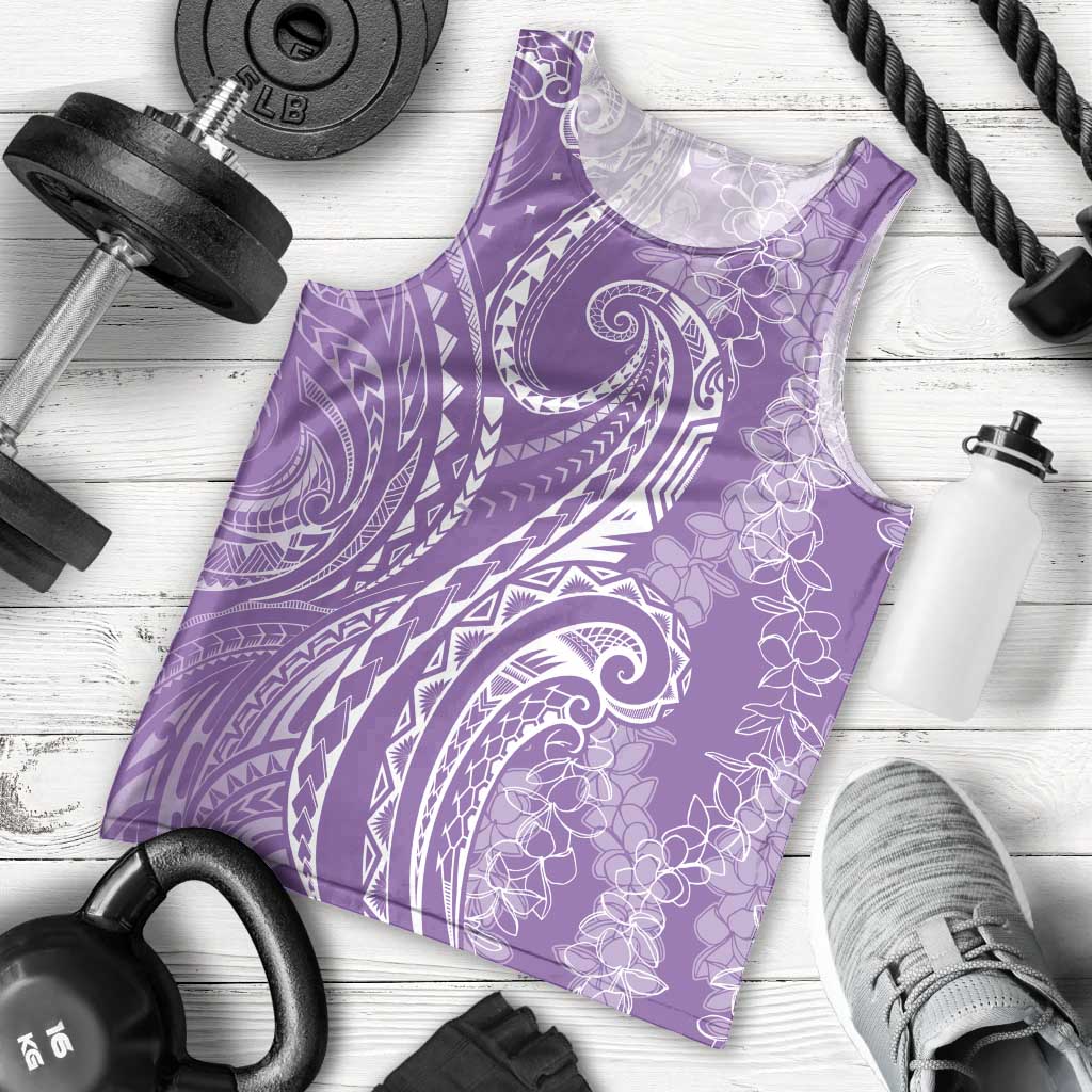 Polynesia Plumeria Lei Men Tank Top Periwinkle Curves Motif