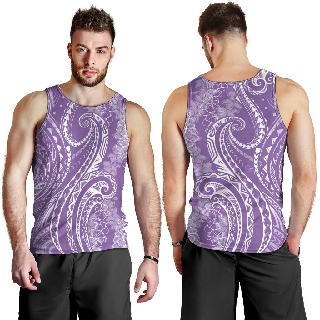 Polynesia Plumeria Lei Men Tank Top Periwinkle Curves Motif