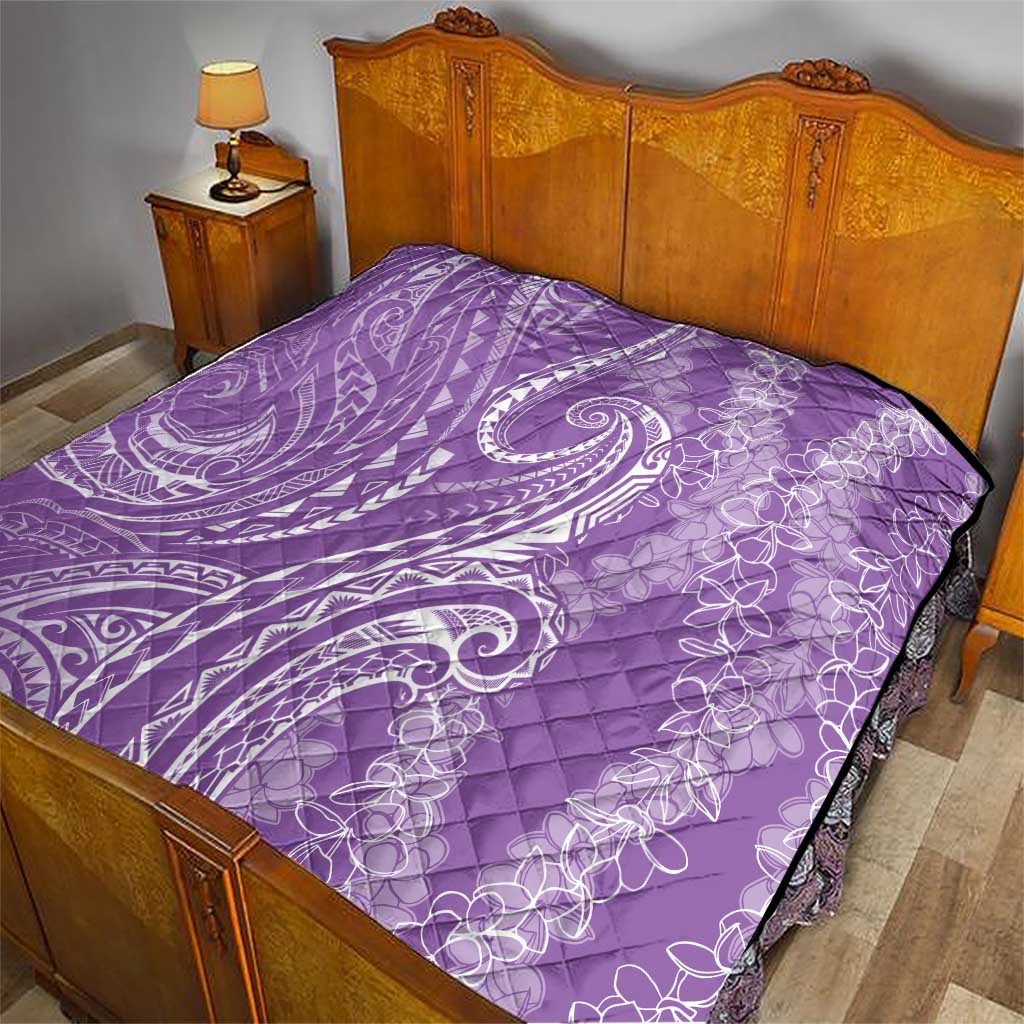 Polynesia Plumeria Lei Quilt Periwinkle Curves Motif