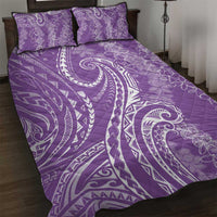 Polynesia Plumeria Lei Quilt Bed Set Periwinkle Curves Motif