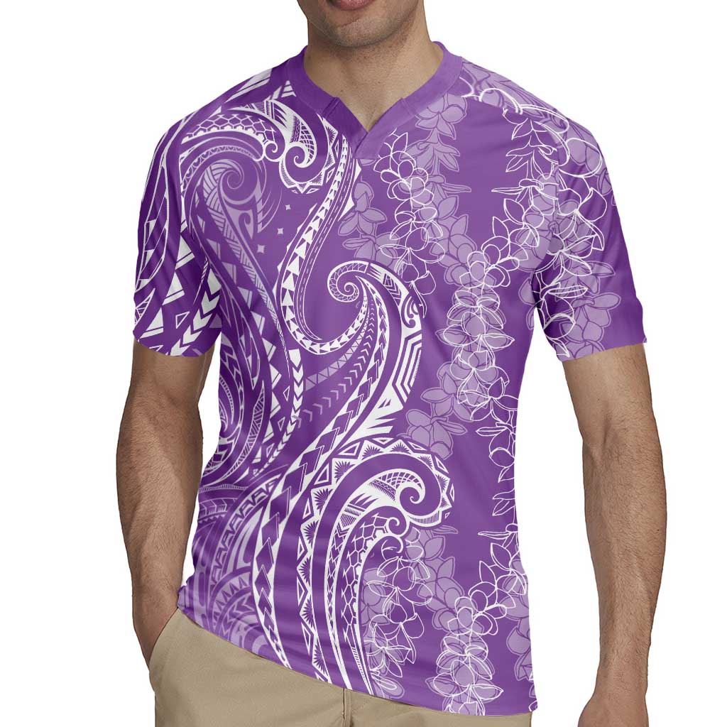 Polynesia Plumeria Lei Rugby Jersey Periwinkle Curves Motif