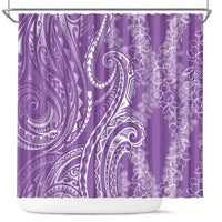 Polynesia Plumeria Lei Shower Curtain Periwinkle Curves Motif