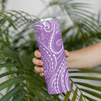 Polynesia Plumeria Lei Skinny Tumbler Periwinkle Curves Motif