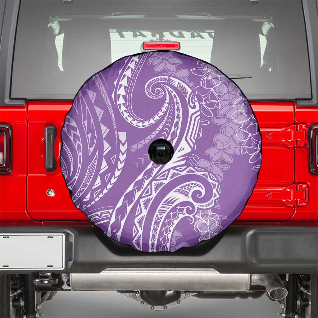 Polynesia Plumeria Lei Spare Tire Cover Periwinkle Curves Motif