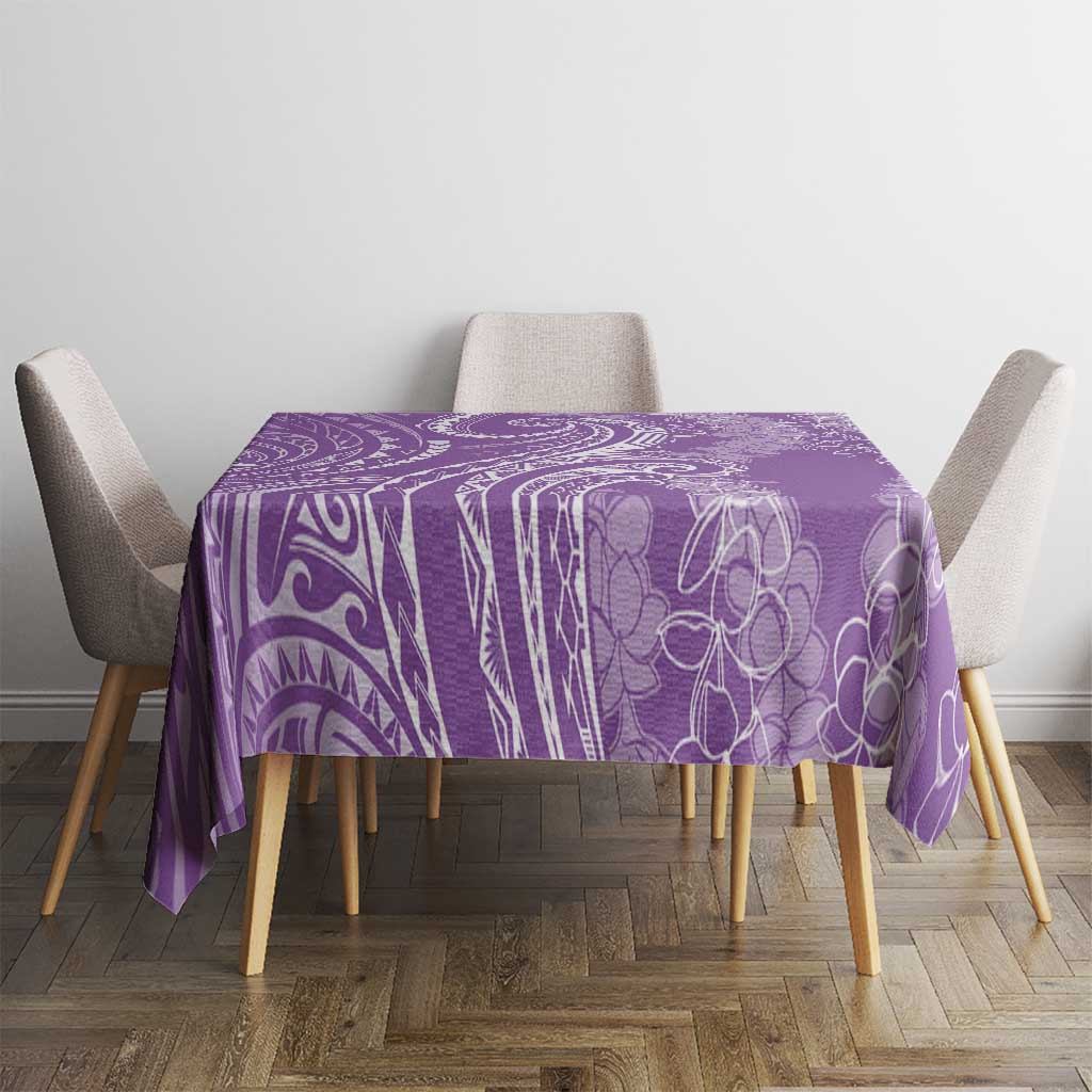 Polynesia Plumeria Lei Tablecloth Periwinkle Curves Motif