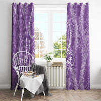 Polynesia Plumeria Lei Window Curtain Periwinkle Curves Motif