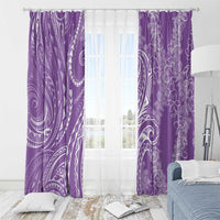 Polynesia Plumeria Lei Window Curtain Periwinkle Curves Motif