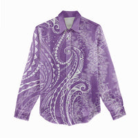 Polynesia Plumeria Lei Women Casual Shirt Periwinkle Curves Motif