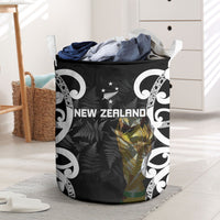 New Zealand WC2026 Black Laundry Basket Silver Fern LT7 Black - Polynesian Pride