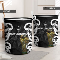 New Zealand WC2026 Black Laundry Basket Silver Fern LT7 - Polynesian Pride