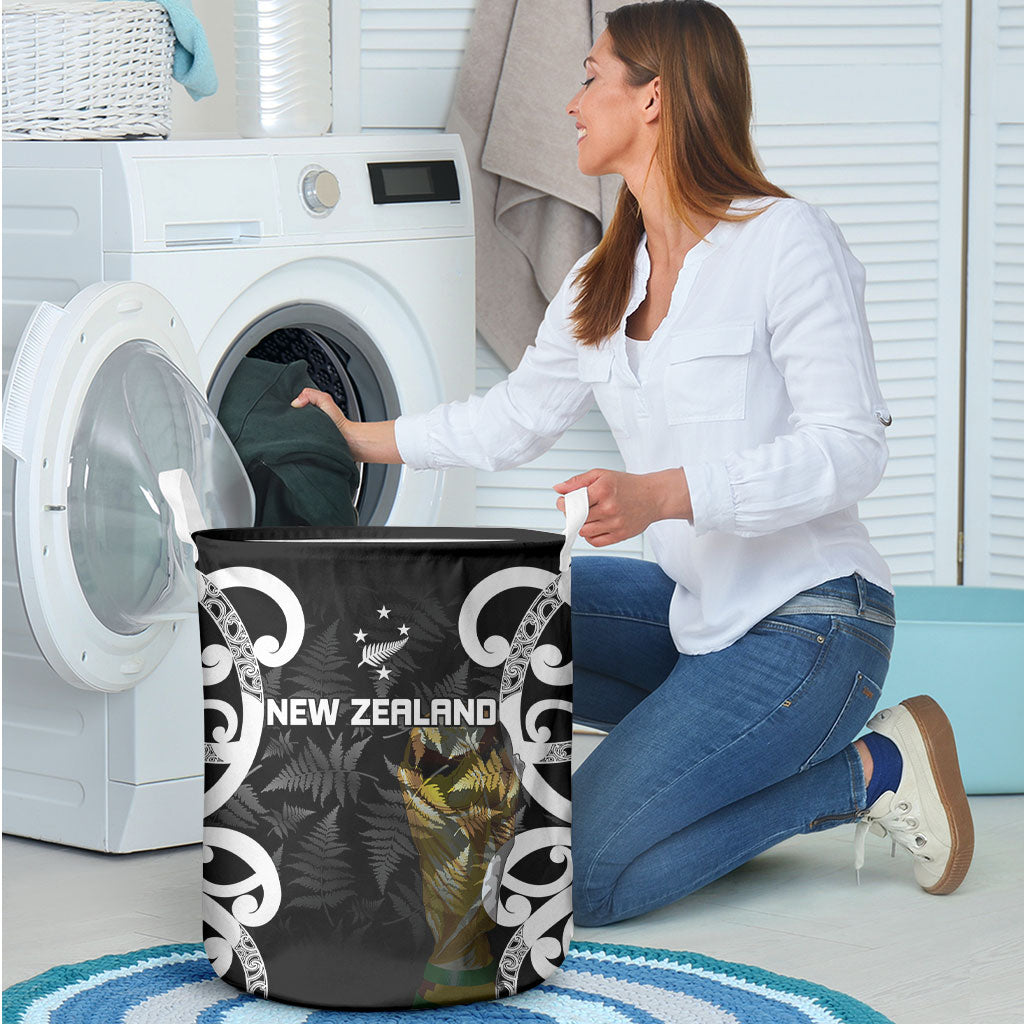 New Zealand WC2026 Black Laundry Basket Silver Fern LT7 - Polynesian Pride