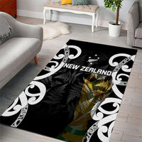 New Zealand WC2026 Black Area Rug Silver Fern LT7 - Polynesian Pride
