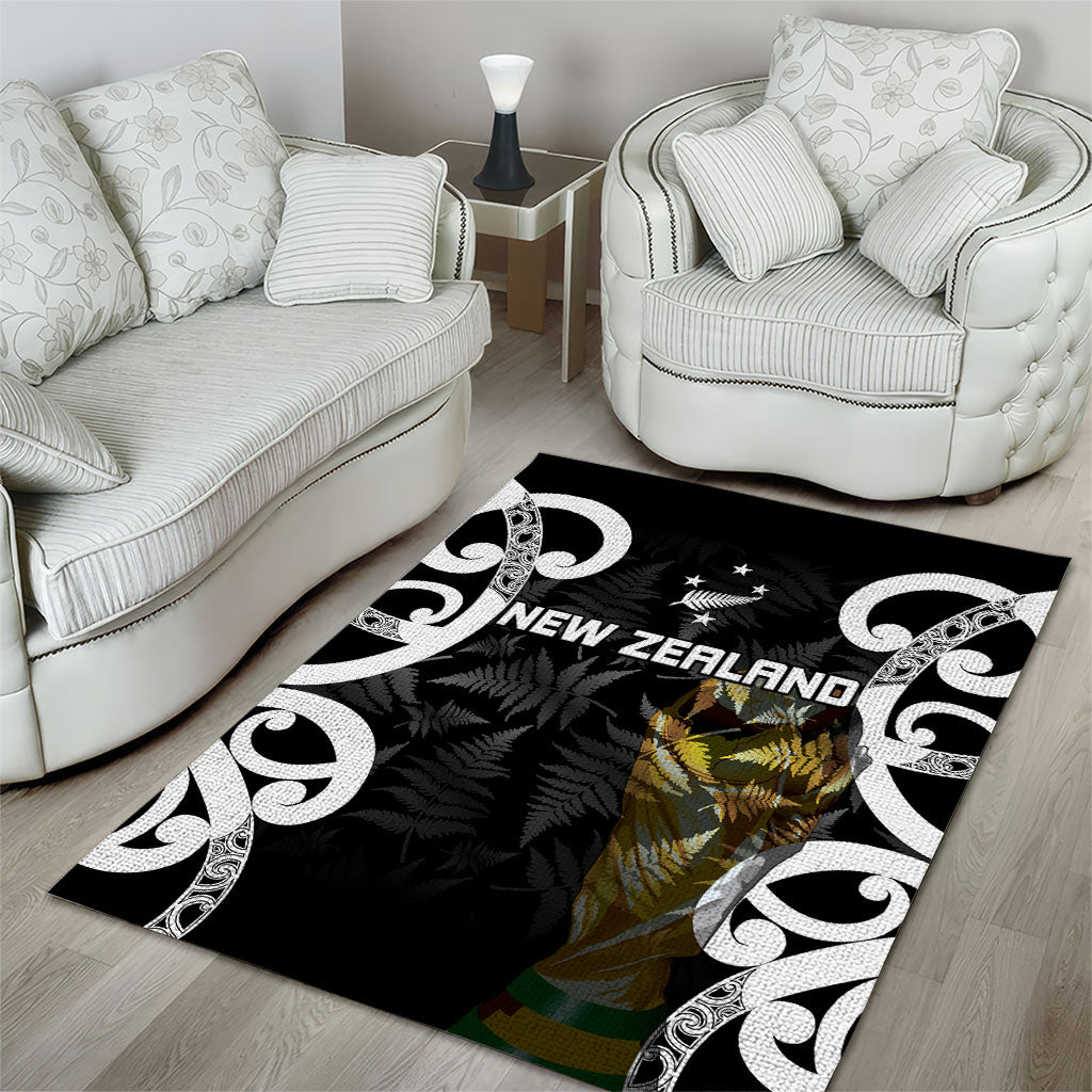 New Zealand WC2026 Black Area Rug Silver Fern LT7 - Polynesian Pride