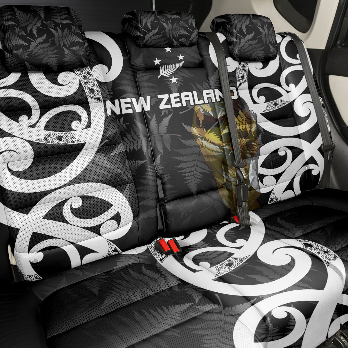 New Zealand WC2026 Black Back Car Seat Cover Silver Fern LT7 - Polynesian Pride