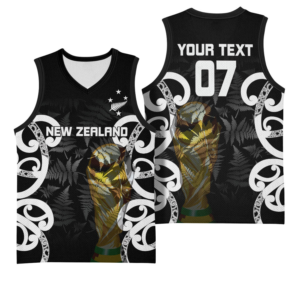 New Zealand WC2026 Custom Black Basketball Jersey Silver Fern LT7 - Polynesian Pride
